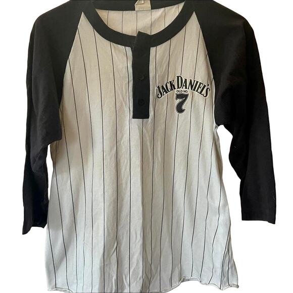Vintage 80s Jack Daniel’s Whiskey Promo Striped Single Stitch Shirt Adult Large - Picture 1 of 3